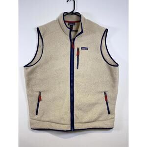 Patagonia Men's Fleece Vest Size 3XL Cream with Navy Trim